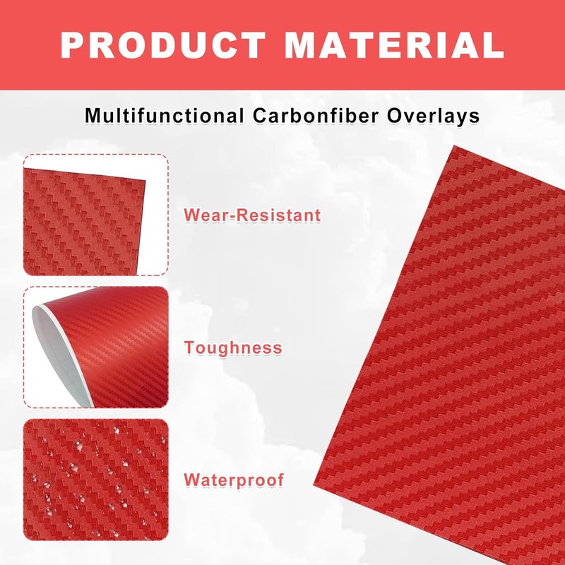 Pleoos 3PCS Emblem Wrap Kit Compatible with Bowtie Logo Wrap Stickers Compatible with Chevy, Cut Your-Own Emblem Overlay DIY Decals(Carbon Fibe Red) - Image 3